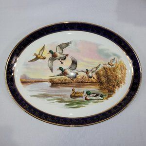 Weatherby Hanley Falcon Ware Vintage 12" Oval Platter Mallard Ducks England